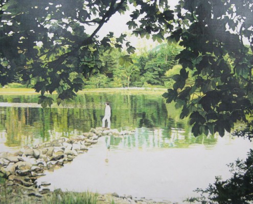 artwork commissions boy on a lake